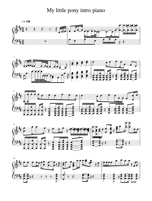 My little pony : Friendship is magic (MLP) Intro piano (main theme/song) MLP