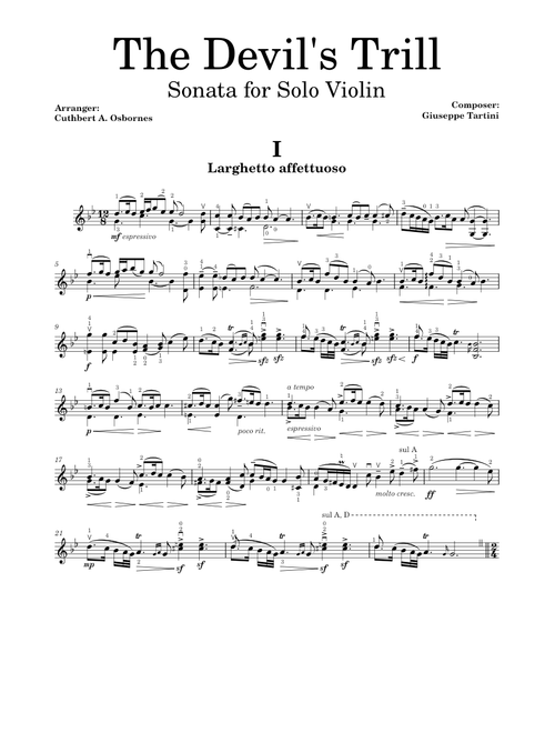 The Devil's Trill: Sonata for Violin- Giuseppe Tartini