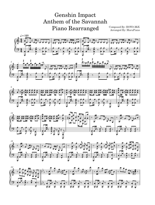 Genshin Impact - Anthem of the Savannah - Piano Rearranged
