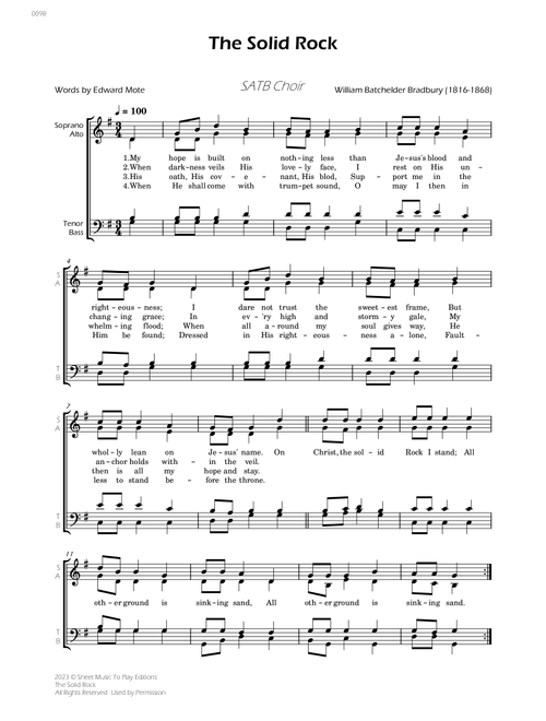 The Solid Rock - SATB Choir (Arr. César Madeira) - William Bradbury (Choral, SATB)