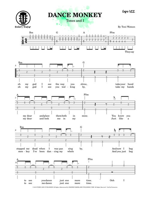 Dance Monkey (Arr. Beckert Guitar) - Tones And I (Solo Guitar)