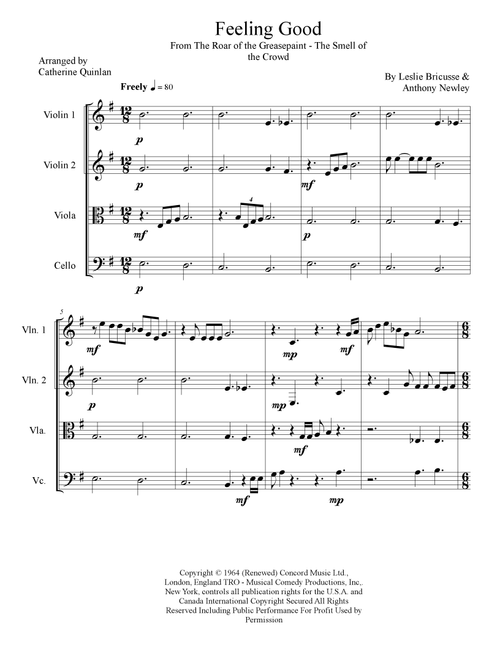 Feeling Good (Arr. Catherine Quinlan) - Michael Buble (String Quartet)
