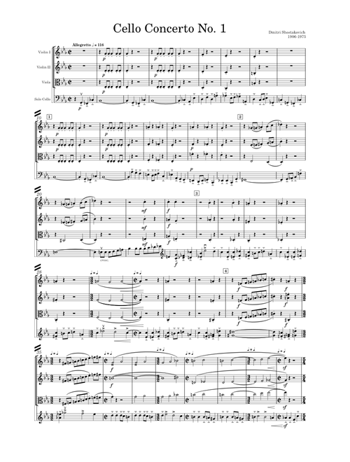 Cello Concerto No.1 – Dmitri Shostakovich Shostakovich Cello Concerto No.1 Op.107 1st Movement for String Quartet