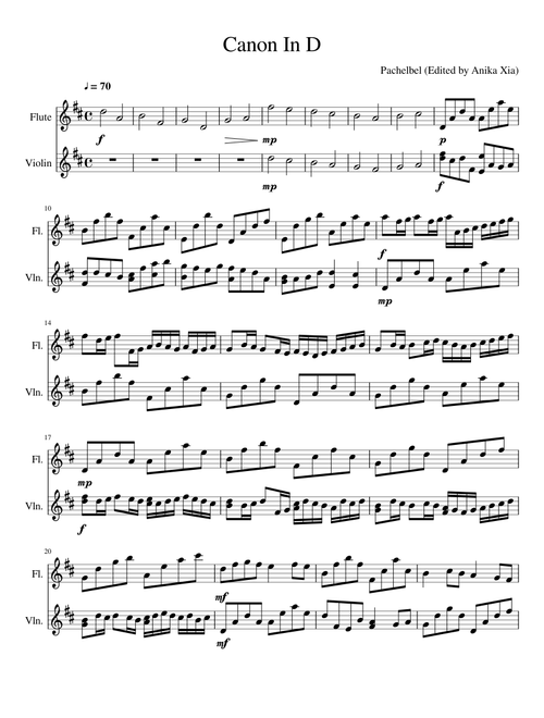 Canon in D Flute and Violin Duet