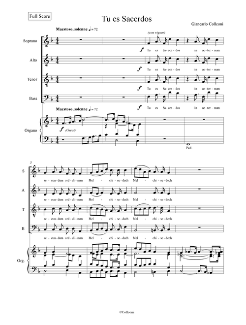 TU ES SACERDOS - Giancarlo Colleoni (Choral, SATB)
