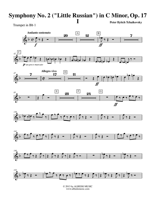Tchaikovsky Symphony No. 2, Movement I - Trumpet in Bb 1 (Transposed Part), Op. 17 (Arr. Doug Clyde) - ‪Pyotr Ilyich Tchaikovsky‬ (Trumpet Solo)