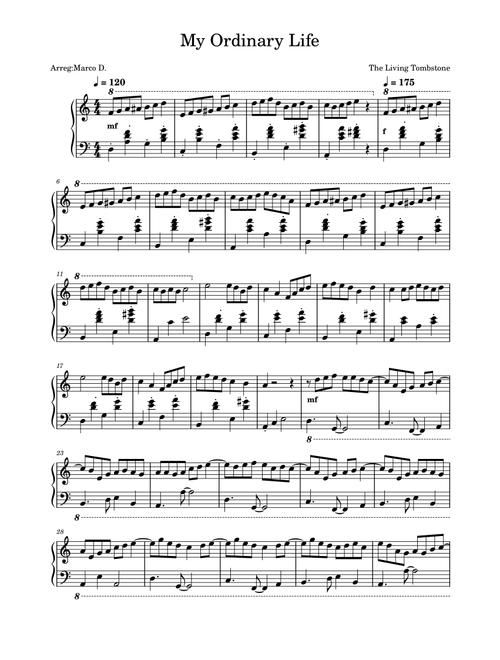 My Ordinary Life (Arr. Marco D) - The Living Tombstone (Piano Solo)