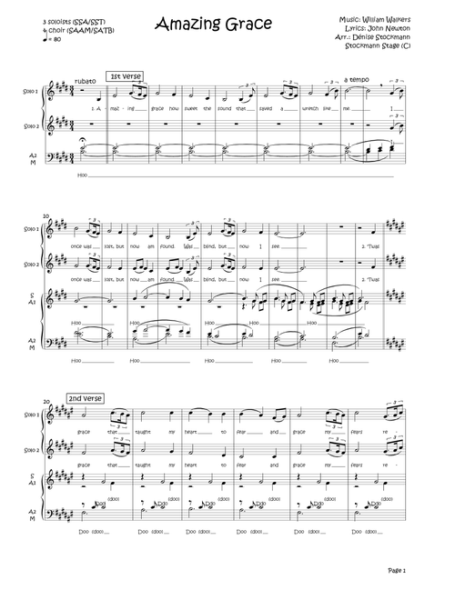 Amazing Grace (Arr. Dénise Stockmann) - William Walkers (Choral, SATB)