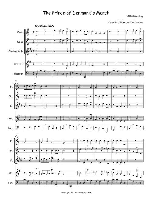 Prince of Denmark's March (Arr. Tim Cambray) - Jeremiah Clark (Woodwind Ensemble)