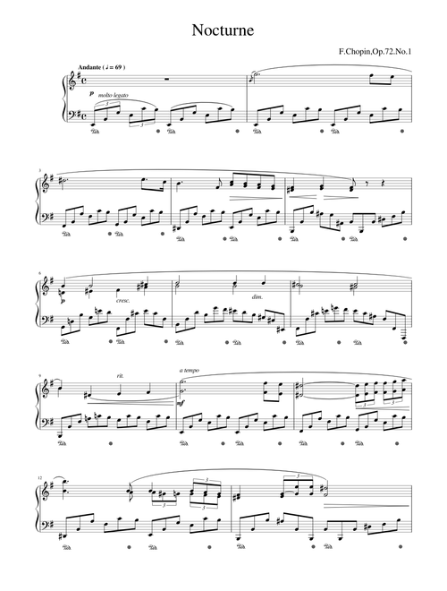 Nocturne F Chopin Op 72 No 1