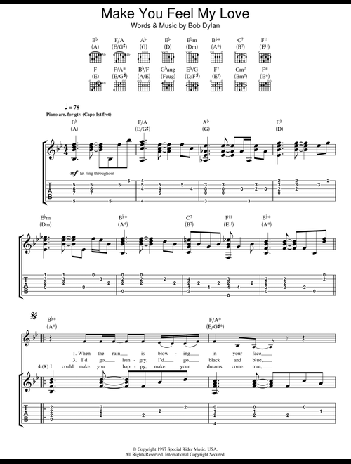 Make You Feel My Love - Adele, Bob Dylan (Guitar Tab)
