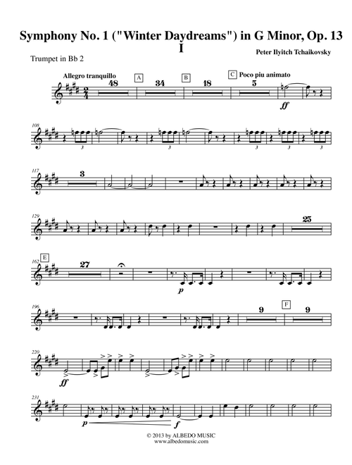 Tchaikovsky Symphony No. 1, Movement I - Trumpet in Bb 2 (Transposed Part), Op. 13 (Arr. Doug Clyde) - ‪Pyotr Ilyich Tchaikovsky‬ (Trumpet Solo)