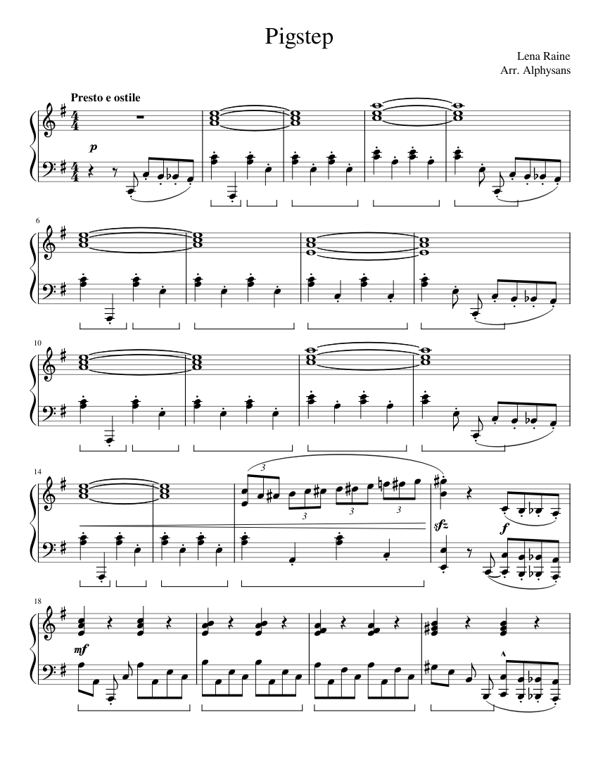 Pigstep Notes Pigstep Sheet Music for Piano (Solo) | MuseScore.com