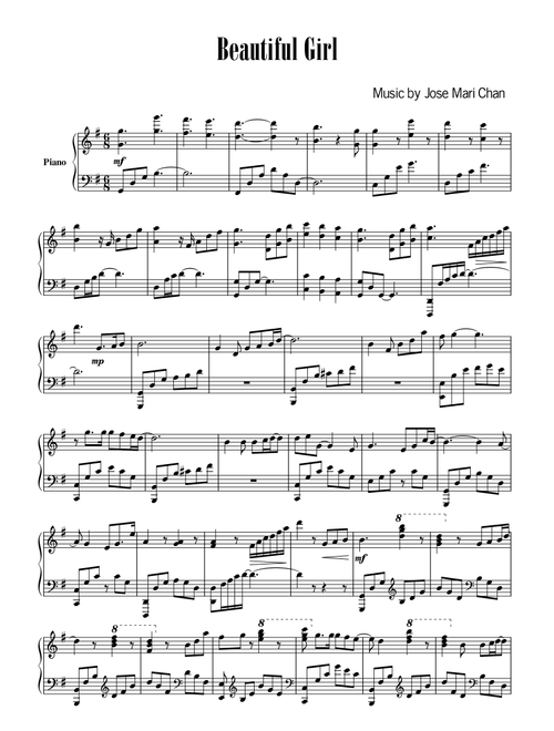 BEAUTIFUL GIRL (Arr. BNTT-Piano) - Jose Mari Chan (Piano Solo)