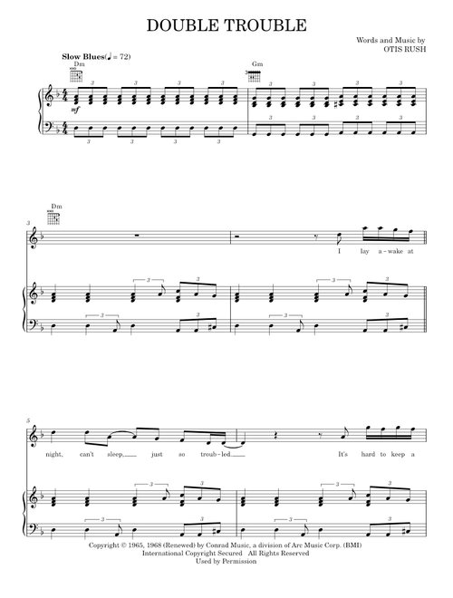 Double Trouble - Otis Rush (Piano-Vocal-Guitar)