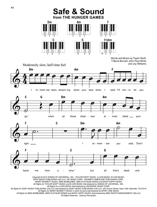Safe & Sound (feat. The Civil Wars) (from The Hunger Games) - Taylor Swift (Super Easy Piano)