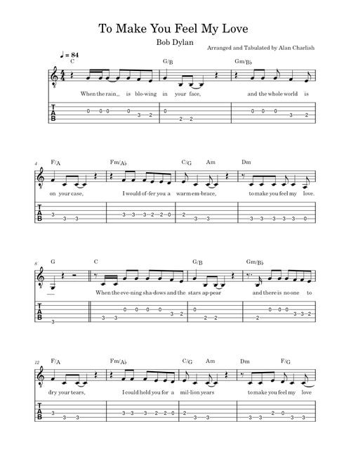 To make you feel my love – Bob Dylan To Make You Feel My Love