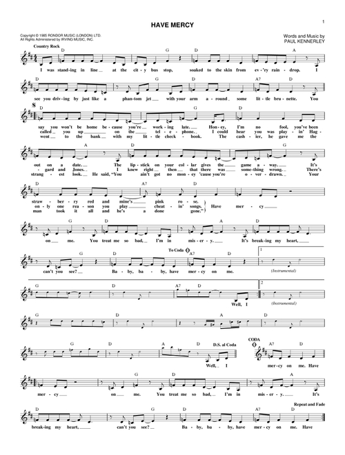 Have Mercy - The Judds (Lead Sheet - Fake Book)