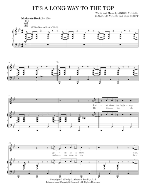 It's A Long Way To The Top (If You Wanna Rock 'N' Roll) - Guns N' Roses, AC/DC, Deep Purple (Piano-Vocal-Guitar)