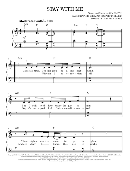 Stay with me - Sam Smith (Easy Piano)