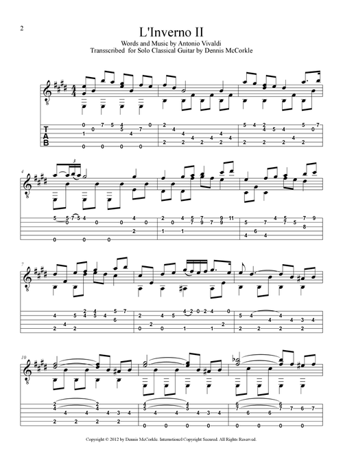 L'Inverno "Winter" II. Largo, Op. 8, No. 4, RV 297 from the Four Seasons for Solo Classical Guitar (Arr. Dennis McCorkle) - Antonio Vivaldi (Solo Guitar)