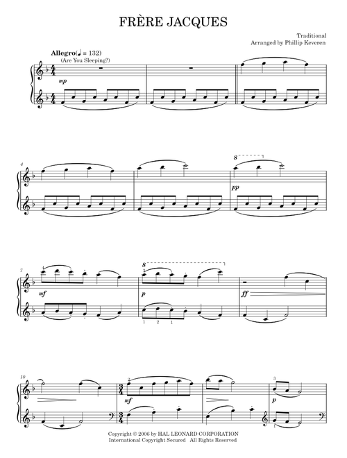 Frere Jacques (Are You Sleeping?) - Traditional Caribbean (Piano Solo)