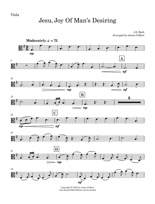 Jesu, Joy Of Man's Desiring (BWV 147) (Arr. James Gilbert) - JS Bach (String Quartet)