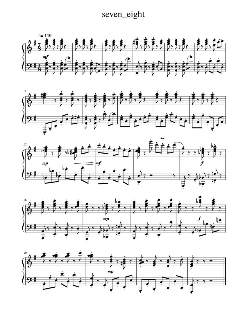 seven_eight Sheet music for Piano (Solo) | Musescore.com
