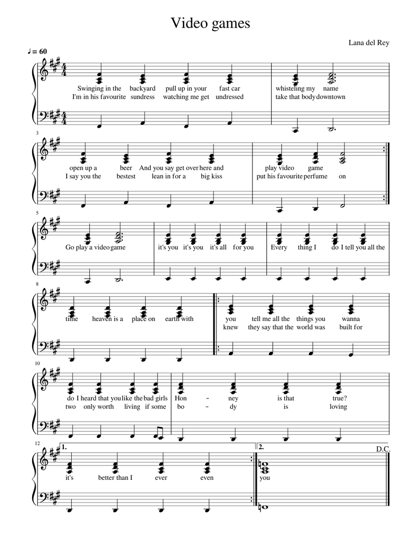 Video games Sheet Music for Piano (Solo) easy | MuseScore.com
