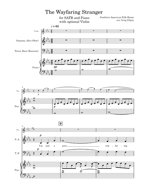 The Wayfaring Stranger – SATB arrangement by Greg Gilpin