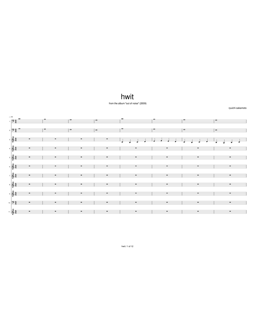 Ryuichi Sakamoto - hwit Sheet music for Contrabass, Violin
