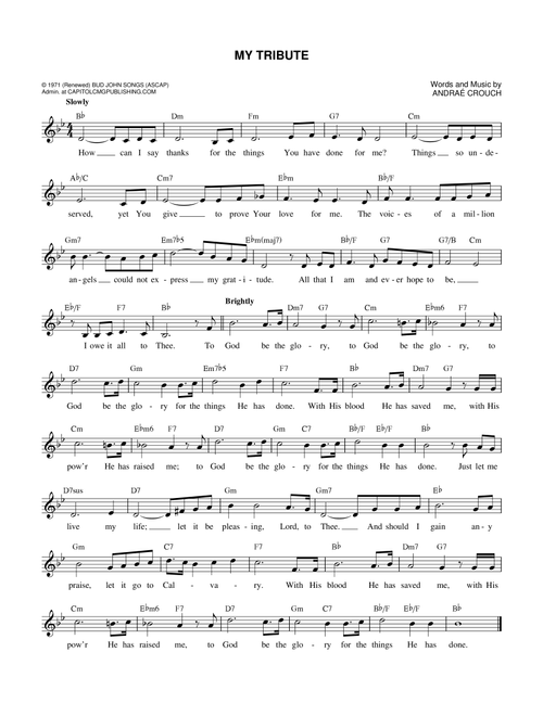 My Tribute - Andraé Crouch (Lead Sheet - Fake Book)