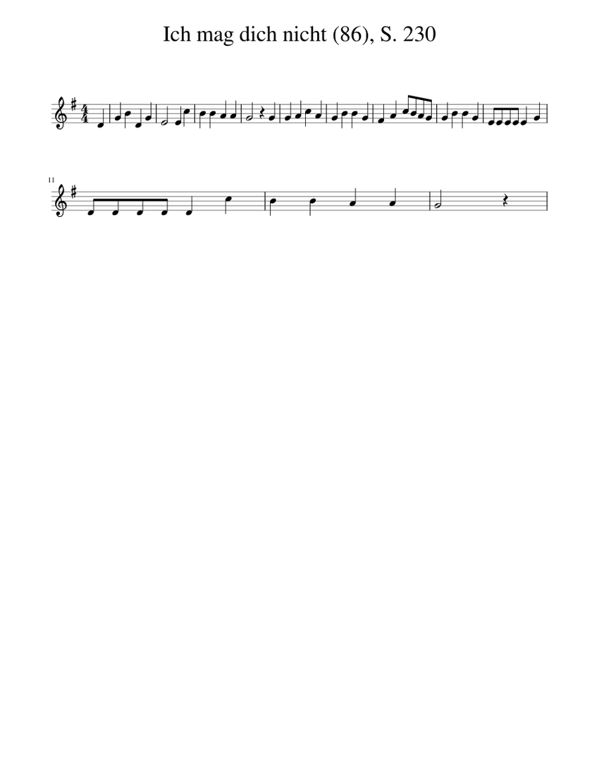 Ich mag dich nicht (86), S. 230 Sheet music for Piano (Solo)