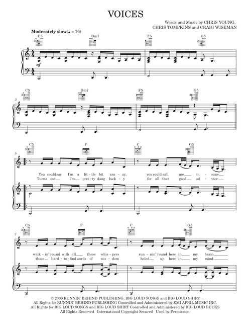Voices - Chris Young (Piano-Vocal-Guitar)