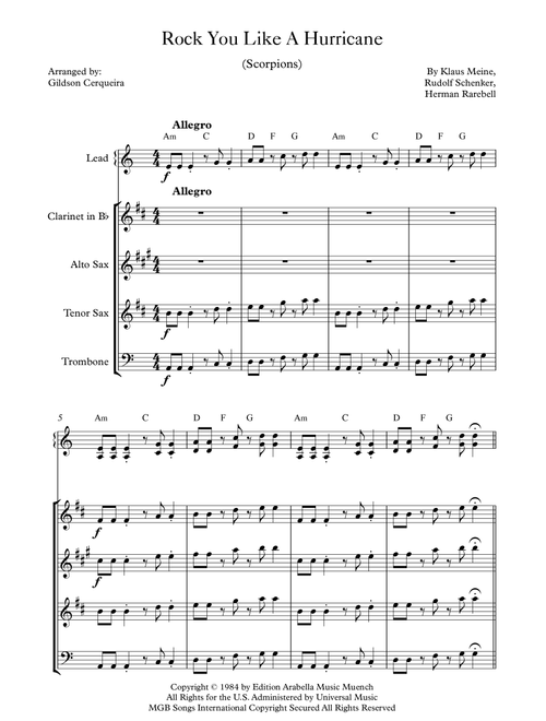 Rock You Like A Hurricane (Arr. Gildson Cerqueira) - Scorpions (Small Ensemble)