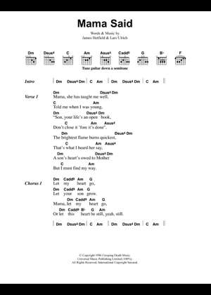 Play Official version of Mama said Sheet Music by Metallica for