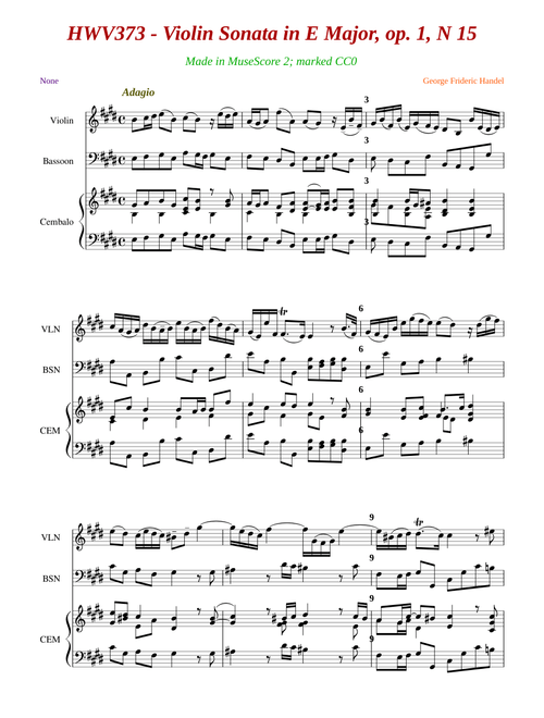 Violin Sonata in E Major, HWV373 - Handel