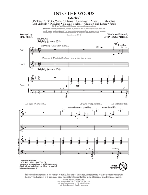 Into The Woods (Medley) (Arr. Ed Lojeski) - Stephen Sondheim (Choral, 2-Part)