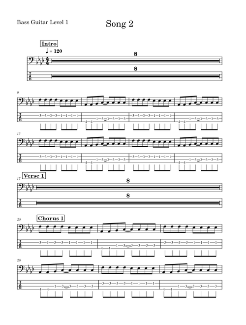 Song 2 – Blur Song 2 - Bass Guitar Level 1