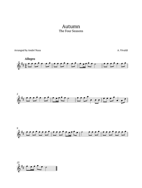 Autumn (Arr. André Nusa) - Antonio Vivaldi (Clarinet Solo)
