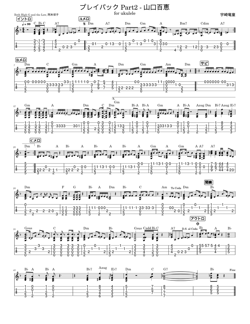 Play Back Part 2 プレイバック・パート2 – 山口百恵 Sheet Music and