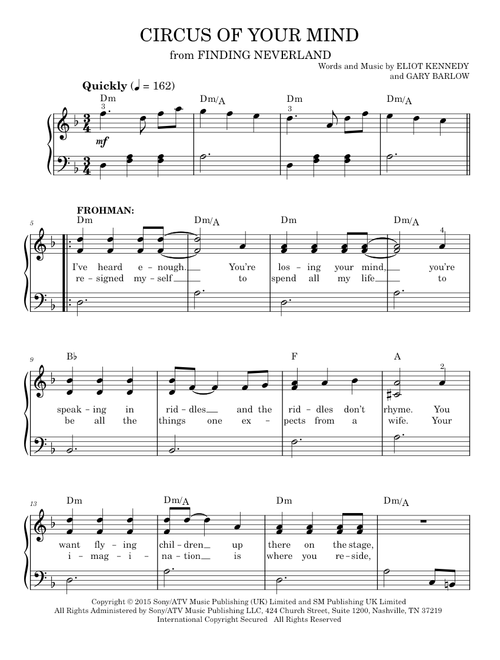 Circus Of Your Mind (from 'Finding Neverland') - Eliot Kennedy, Gary Barlow (Easy Piano)