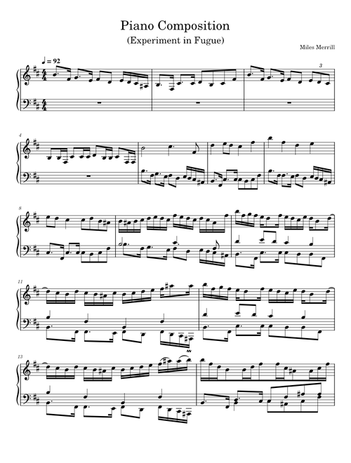 Piano Composition 1 (Fugue Experiment)