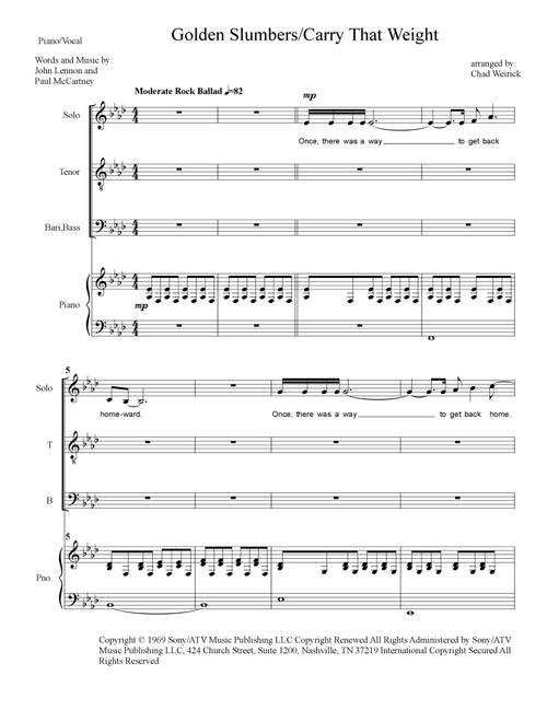 Golden Slumbers/carry That Weight/the End (Arr. Chad Weirick) - Paul McCartney, John Lennon (Choral, TTBB)