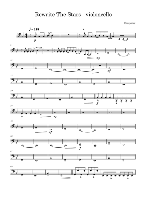 Rewrite The Stars - violoncello