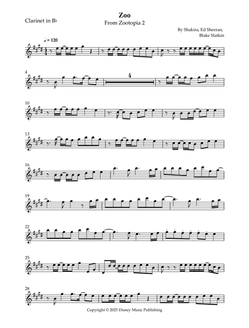 Zoo (Arr. Wesley S. SIlva) - Shakira (Clarinet Solo)