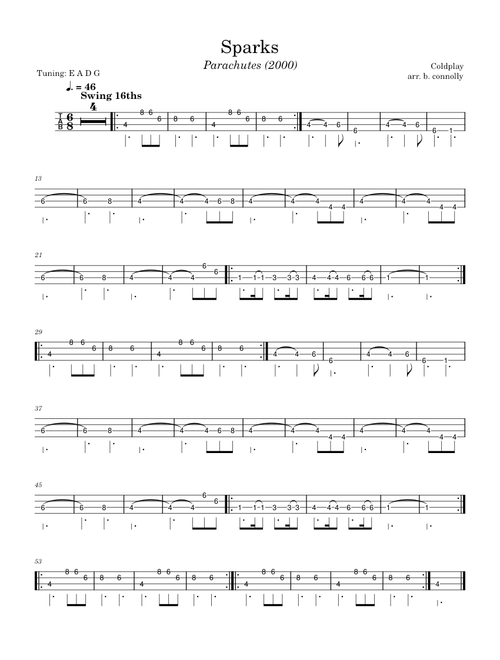 Sparks – Coldplay (BASS TAB) **CHANGE AUDIO SOURCE**
