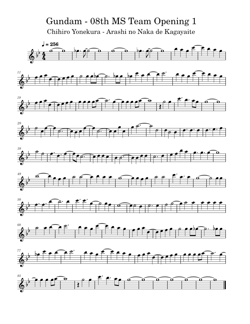 Gundam - 08th MS Team Opening 1 Sheet Music for Flute (Solo