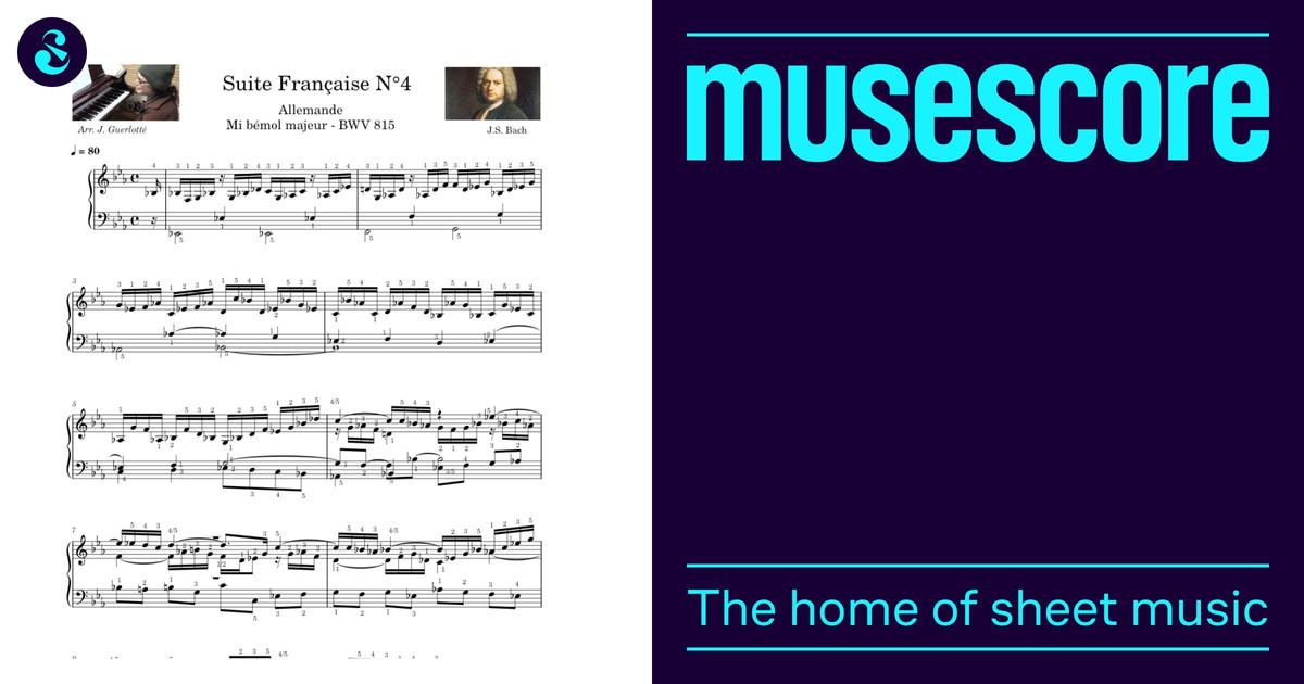 Suite Française N°4-BWV815 Sheet Music for Piano (Solo) easy