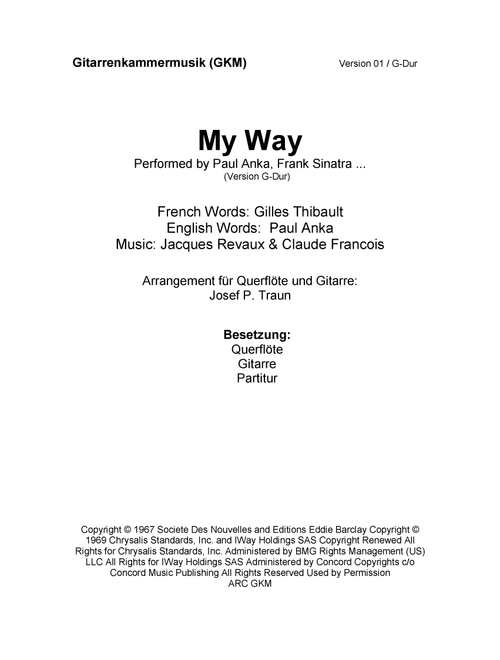 My Way (Arr. Josef Peter Traun) - Elvis Presley (Instrumental Duet)